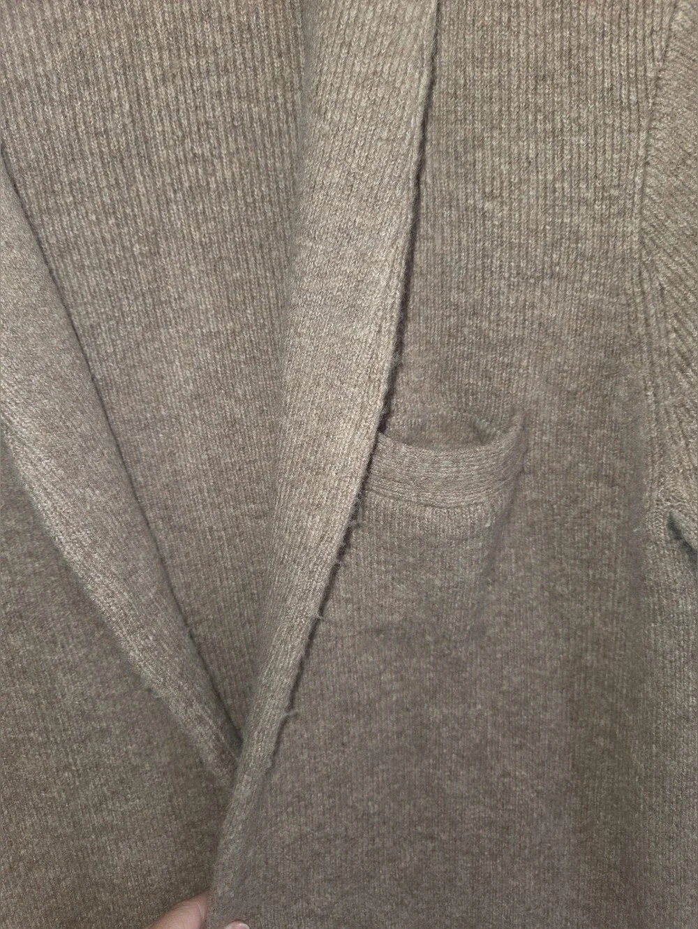 Womens J. Crew Tan-Cream Open Front Knit Cardigan with Pockets, Size MD